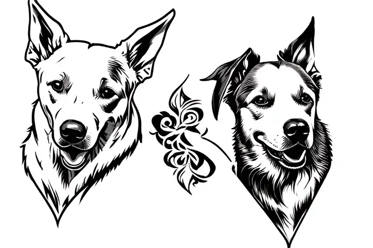 White Dog Head Tattoo Holding