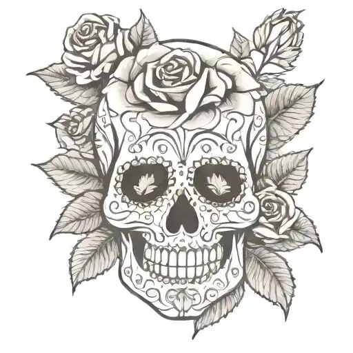 Sugar Skull With Rose