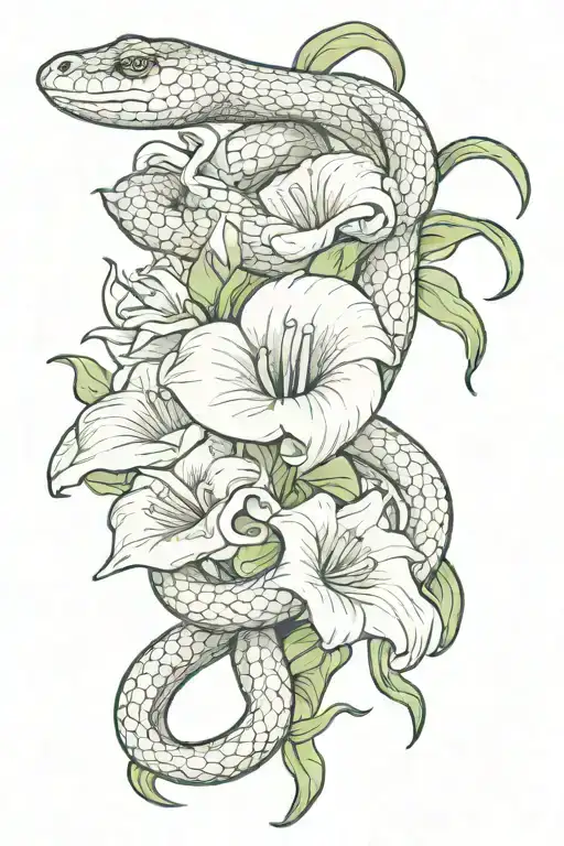Snake Wrapped With Cala Lily And Rose