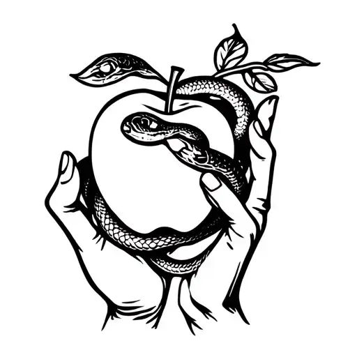 A Hand Holding An Apple With A Snake Wrapping Around It