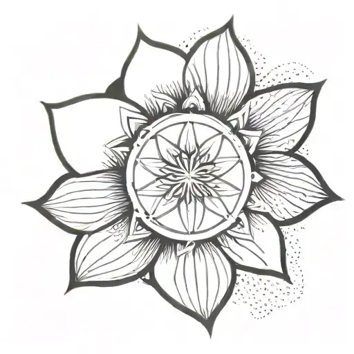 Lotus Flower And Sand Dollar In The Center