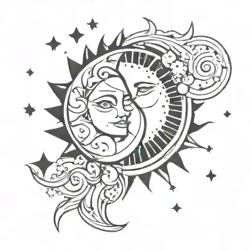 Sun And Moon Hug Sourrender By Stars