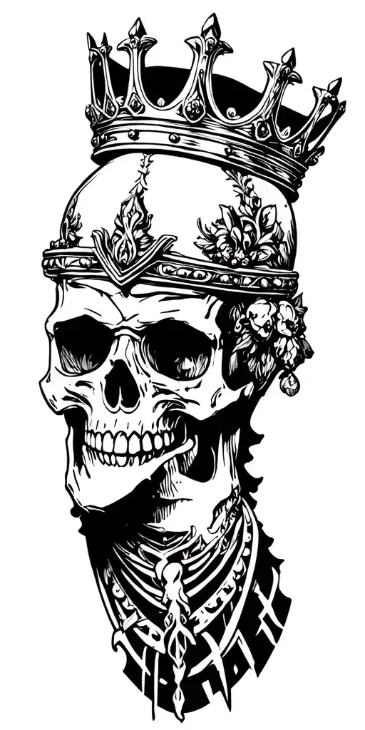 Skull Wearing A Crown Adorned