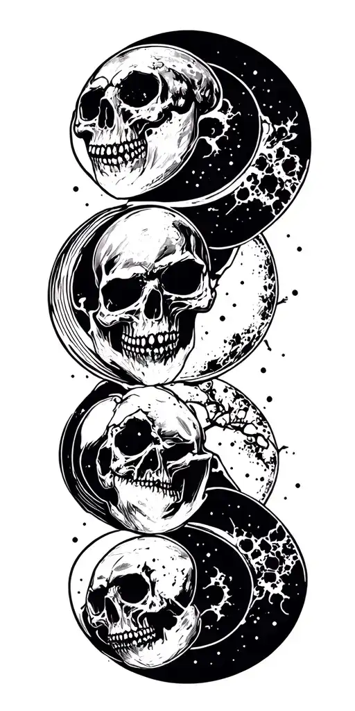 Skull Soft Shading Moon Merging Together