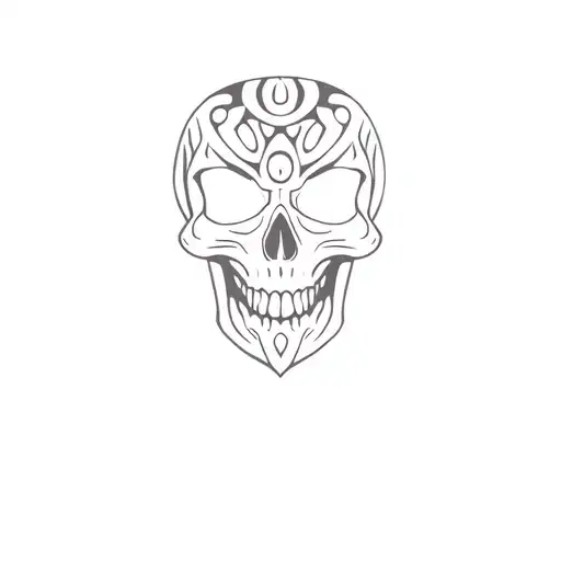 Skull With Design Maori Arm And Shoulder