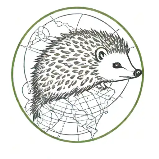 Generate A Tattoo Of A Hedgehog Running On A Globe