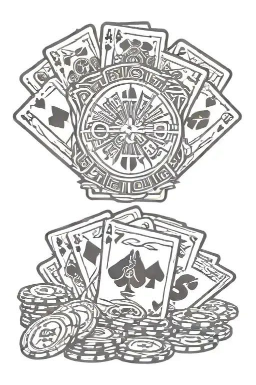 Money And Cards And Poker Chips