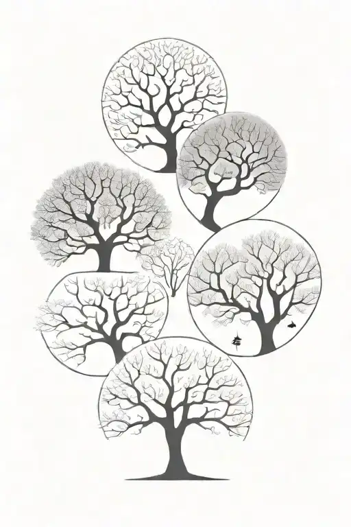 A Tree In 4 Different Seasons Changing