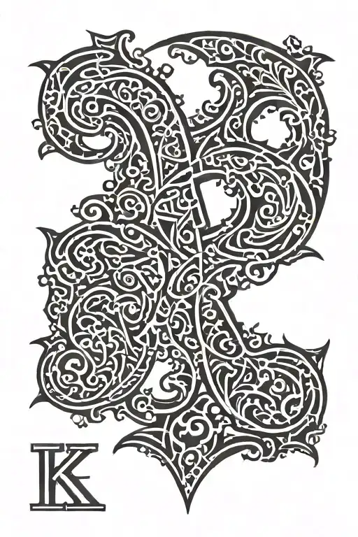 Black Letters K G Monogram Style