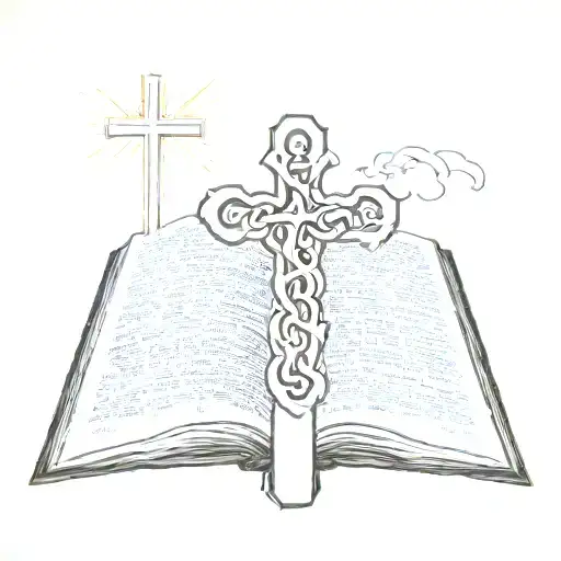 Cross With Holy Trinity Mixed Together And The Psalms 23 Bible Passage