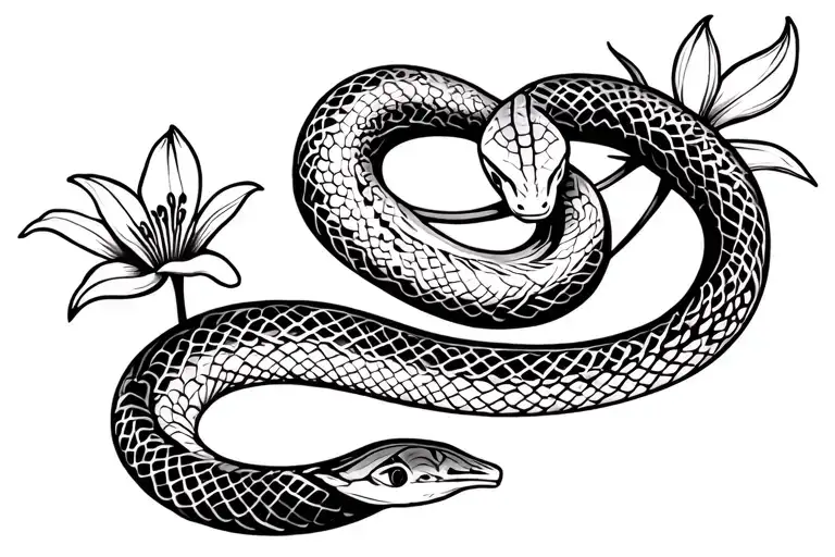Snake With Lily Intertwined