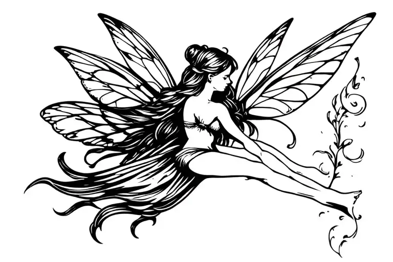 Flying Fairy With Out Reached Arm