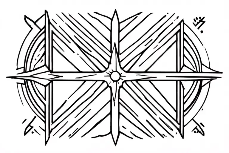 Male Left Arm Sleeve With Fine Line Geometric Design With A Compas