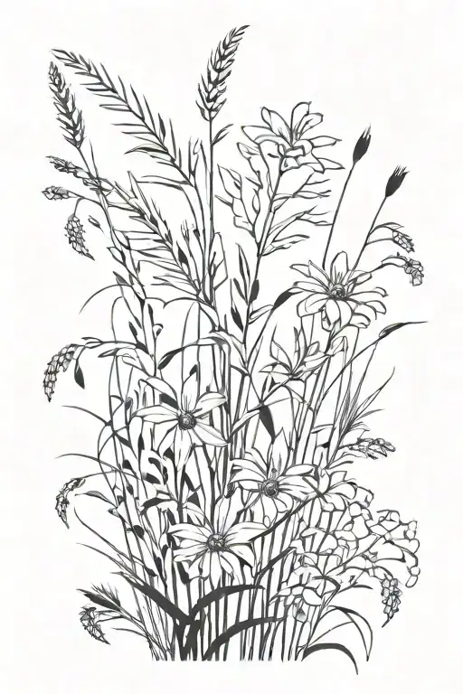 Flowers And Grasses Nature Themed