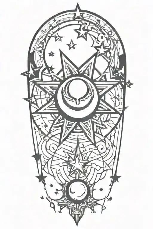 Spiritual And Psychedelic Moon And Stars In Graffiti Style