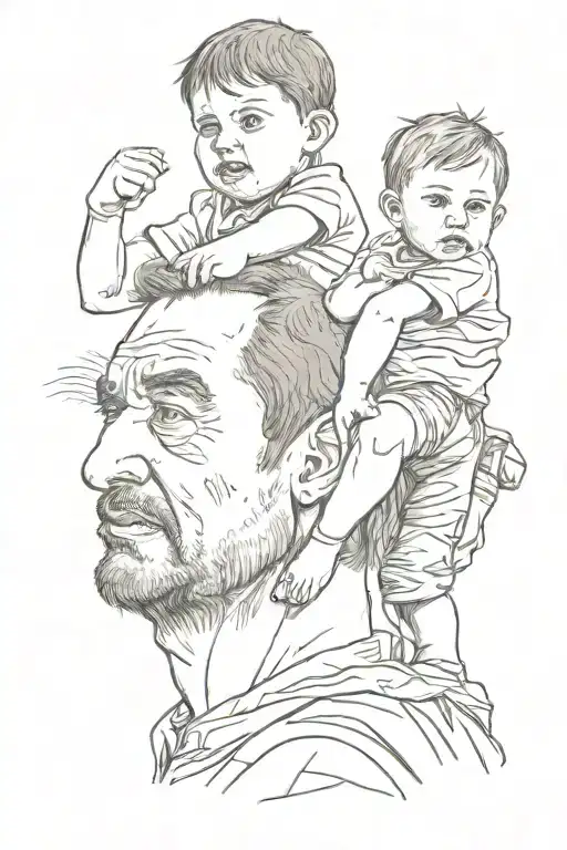 Son On Fathers Shoulders Behind