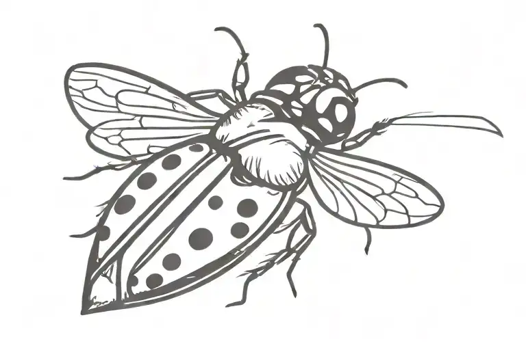 Ladybug Flying With Ribbon