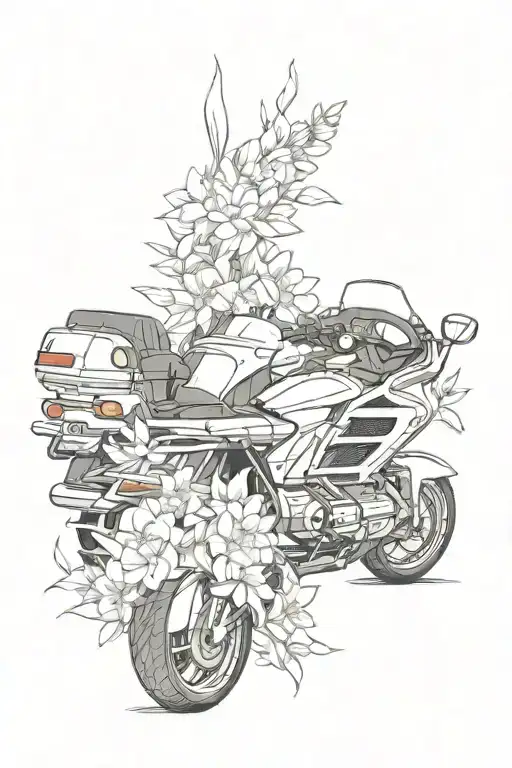 Goldwing Honda Symbol And Flowers Intertwined