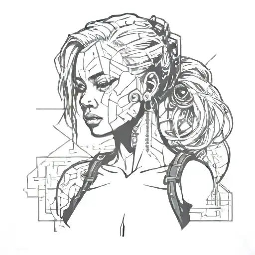 Cyberpunk Horror Girl No Background