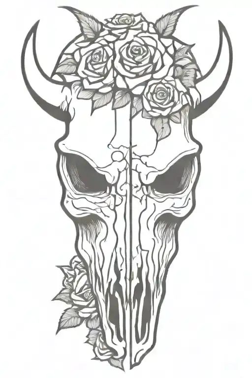 Bull Skull With Roses