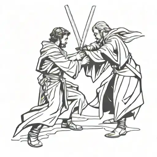 Obi-wan And Anakin Dueling On Mustafar From Star Wars