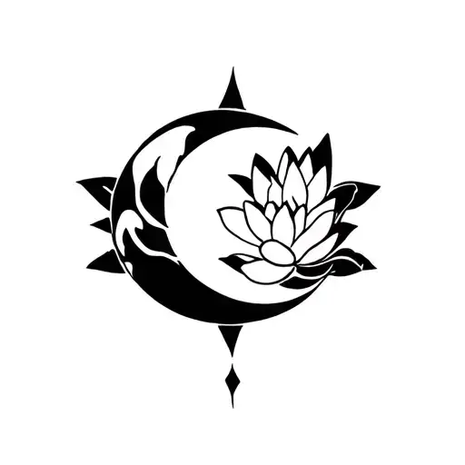 Lotus And Crescent Moon