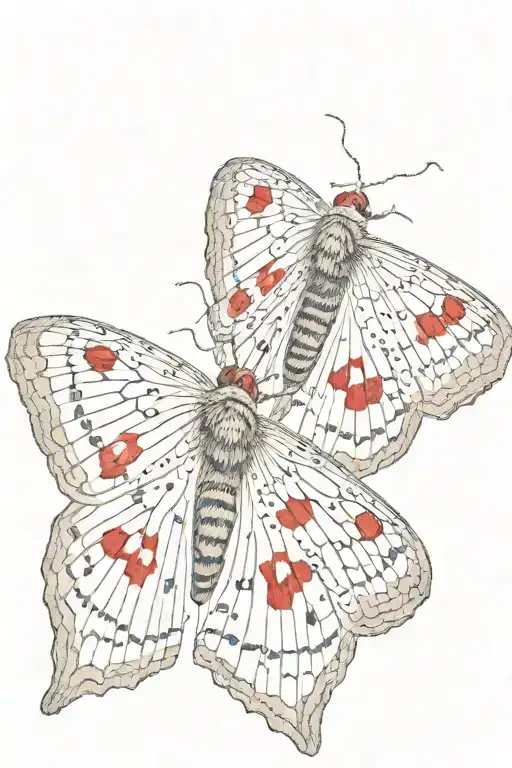 Beautiful Moth Wings Spreading With Little Red Hints