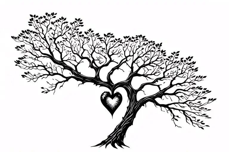 Life Tree With A Real Heart In The Tree Trunk