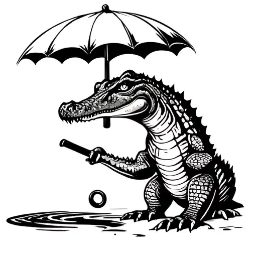 Crocodile With An Umbrella