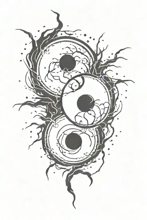 Ying Yang Symbol With Lightning Bolts