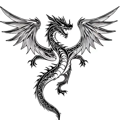 Ornament Pattern Dragon With Wings