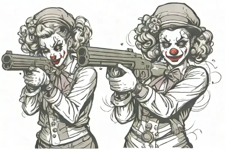 Gangster Clown Girl Holding A Gun Shooting