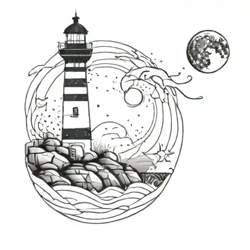 Lighthouse With Moon Phases Integrated