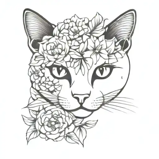 Cat With Flowers