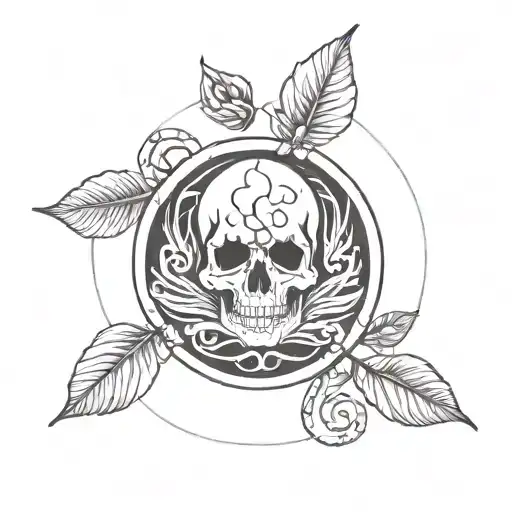 Tattoo To Represent The Ouroboros As A Plant And Skulls And Ancient Symbols