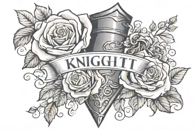 Knight Word And Roses On Forearm