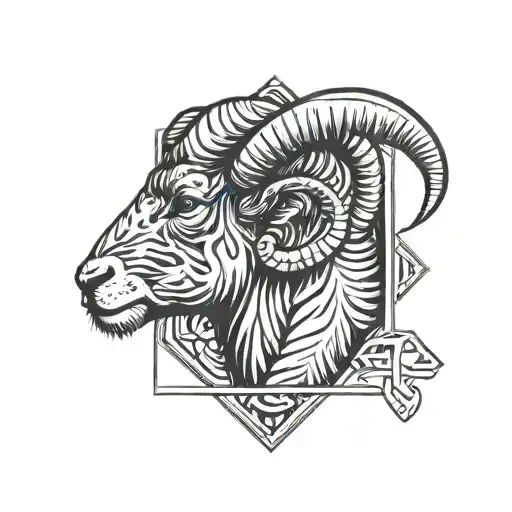 Aries In Half Realistic And Half Geometric Style
