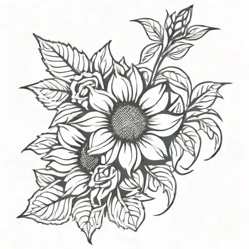 Sunflower And Rose Intertwined