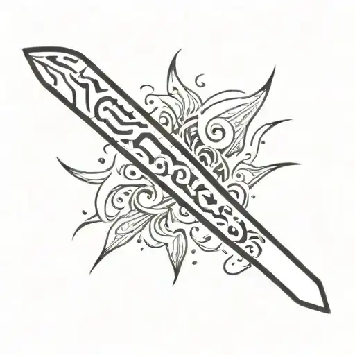 Blade With Painted Handle And Fire