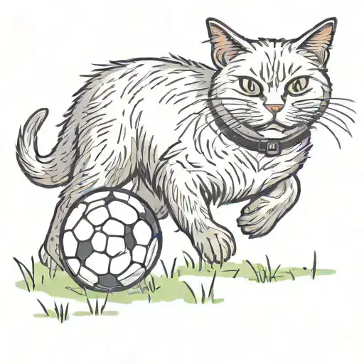 Black Cat Playing Soccer Ball