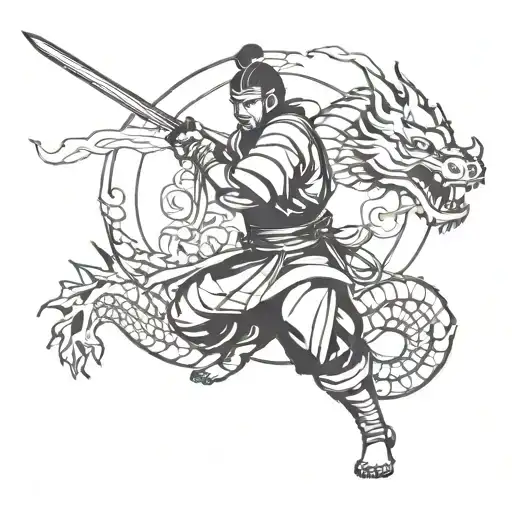 Samurai And Dragon