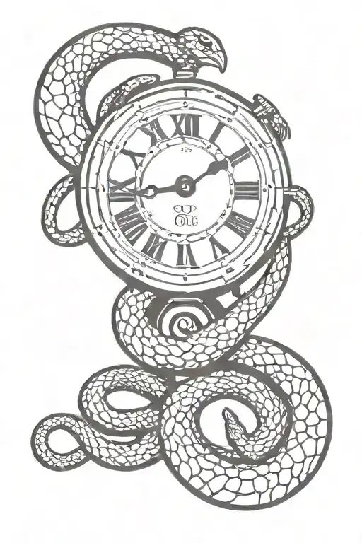 Hand Clock With Snake Head Moving Around