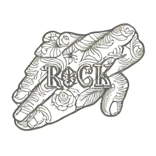 Word 'Rock' On Ring Finger
