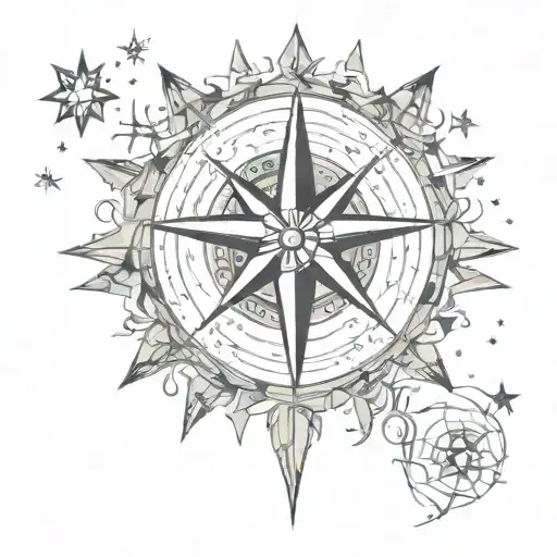 Wind Rose With The Moon And Stars In The Background