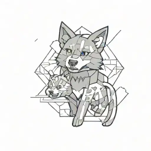 Dog And Cat Minecraft Tattoo Design Inspired