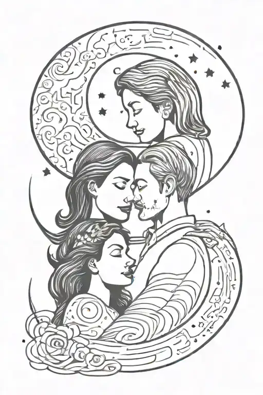 I Love You To The Moon And Back Family Daughter Father Mother