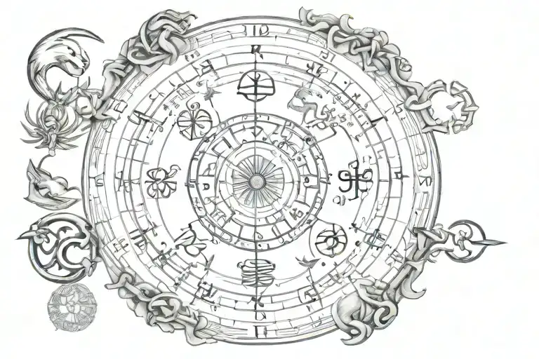 12 Zodiac Symbols Around Arm