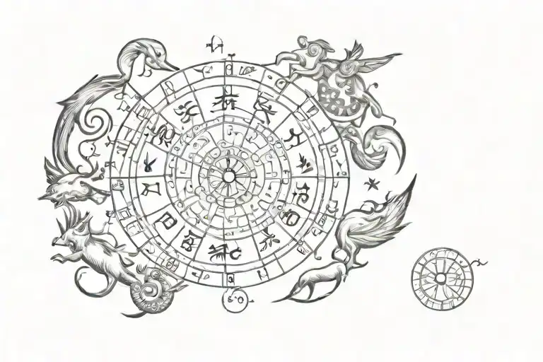 12 Zodiac Symbols Around Arm
