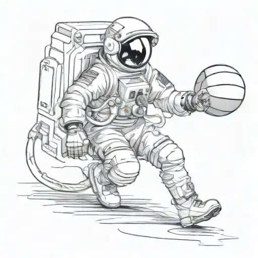 Astronaut Basketball Player Dribbling