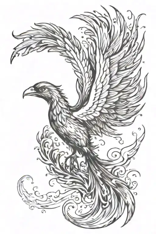 Phoenix Bird Rising From Ashes